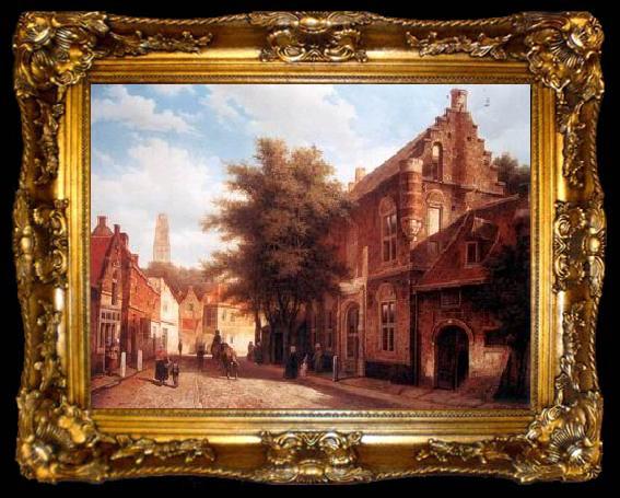 framed  unknow artist European city landscape, street landsacpe, construction, frontstore, building and architecture. 179, ta009-2